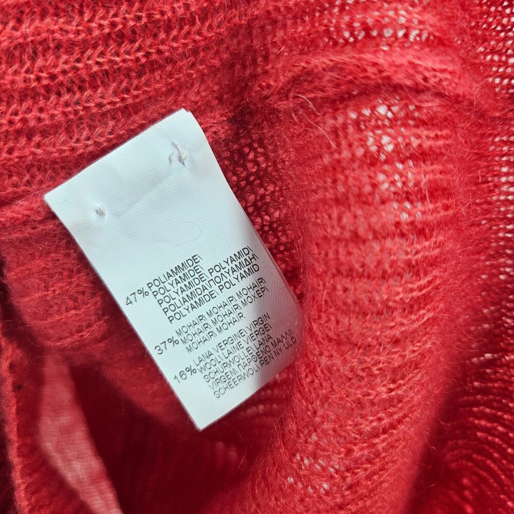 Brunello Cucinelli Sweater Red V-neck Ribbed Knit Mohair Wool Pullover Size M - Picture 3 of 5